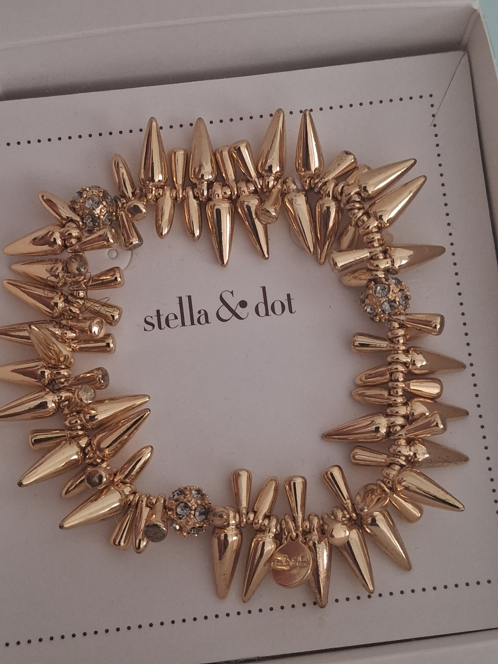 Stella & Dot Gold Renegade Cluster Bracelet  Crystal Stretch